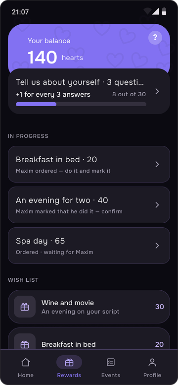 Hearts and rewards